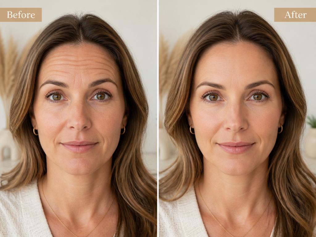 Botox before and after for forehead lines at Inde Salon in Quincy, MA