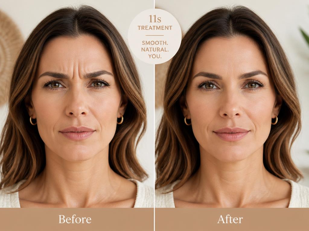 Botox before and after for frown lines between eyebrows at Inde Salon in Quincy, MA